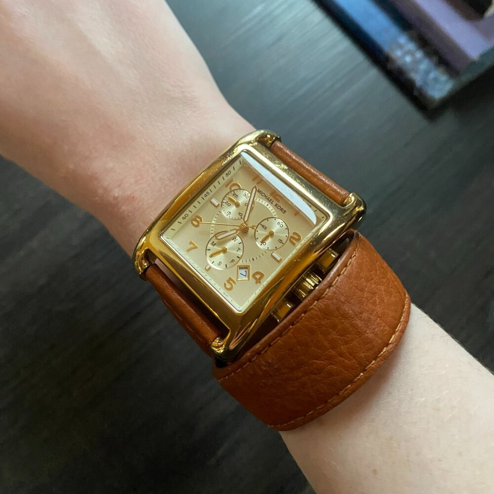 ⌚ Authentic Michael Kors MK2227 Double-Strap Leather Chronograph Wrap Watch ⌚